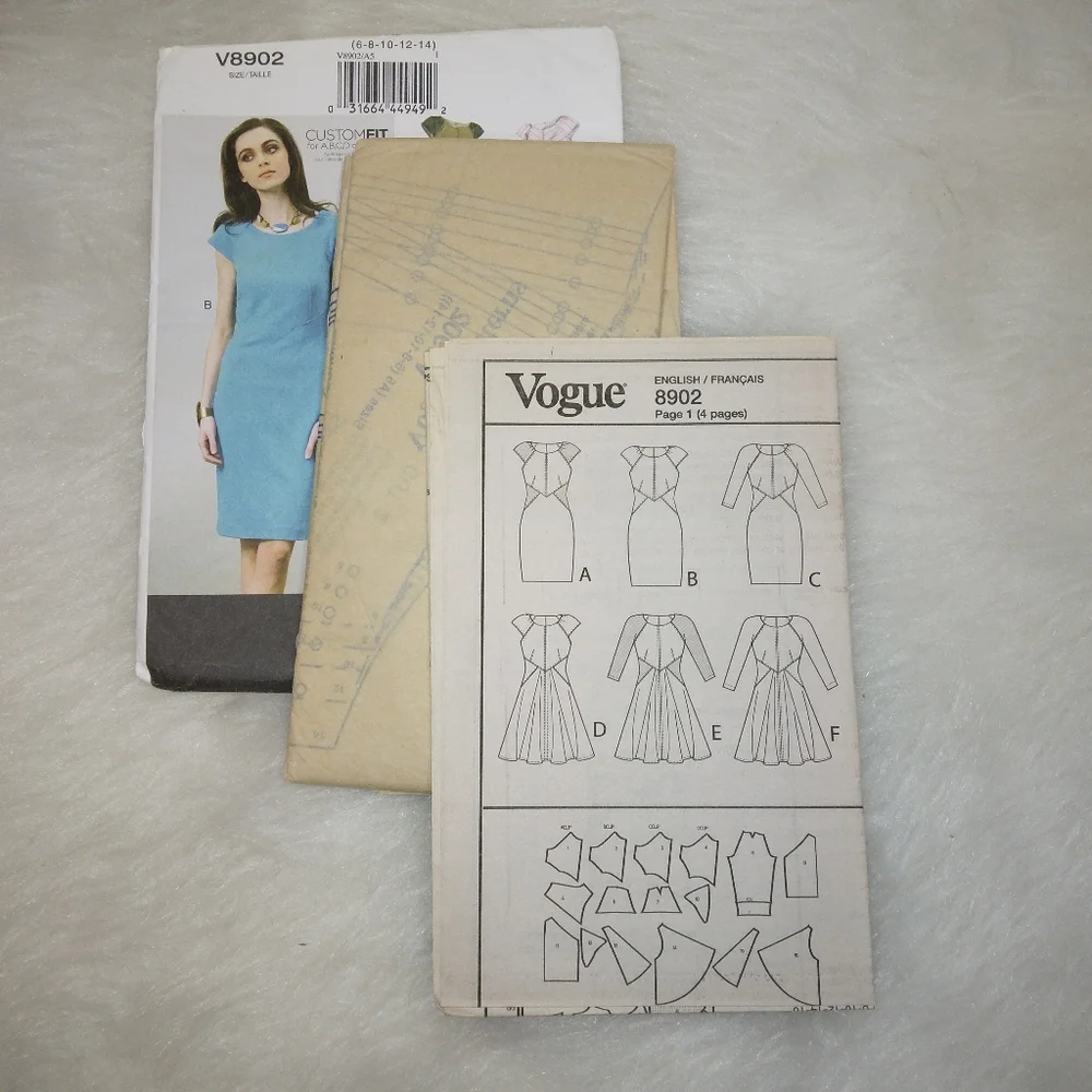 VOGUE V8902 Sz 6-14 EASY close fitting bias bodice with side detail skirt